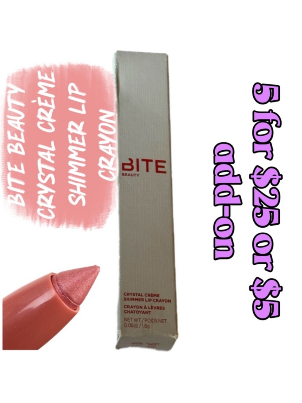 Bite Beauty Crystal Creme Lip Crayon in Rose Glacé